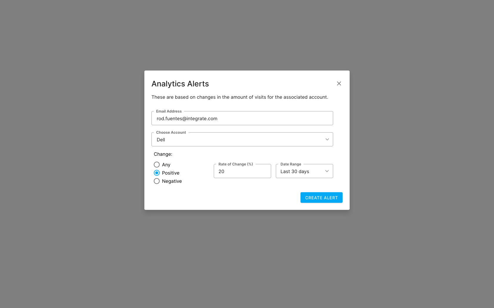 Alert Creation Modal